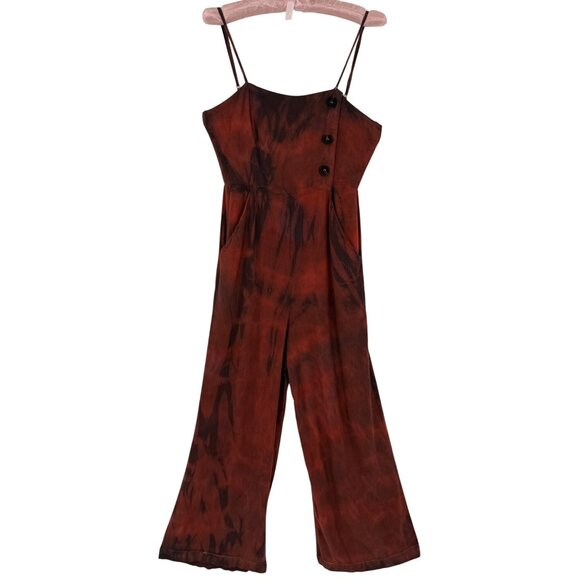 Vtg Forever 21 Custom Tie Dye Wide-Leg Linen Jumpsuit • Boho Hippie Y2K Coastal - Picture 2 of 16